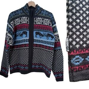 Obermeyer Fairisle Wool Full Zip Sweater Jacket Sz M